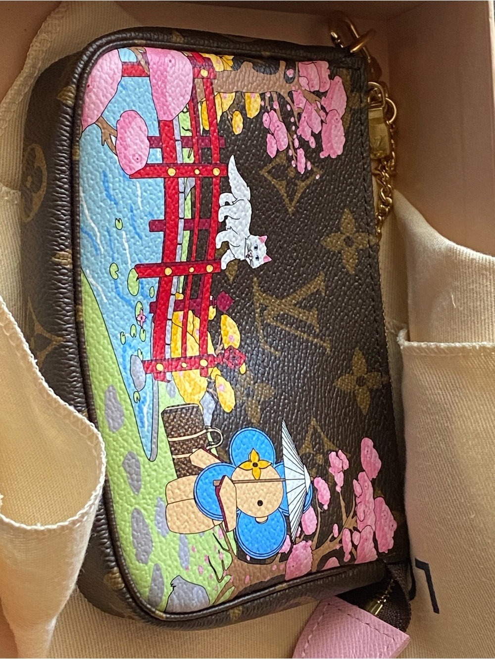 Authentic LV Monogram 2021 Christmas Animation Japanese Garden Mini Pochette - Picture 2 of 9